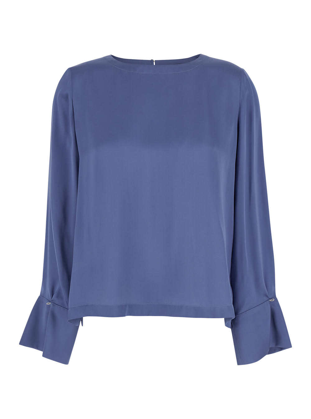 Momonì kenta Blue Blouse With Wide Cuffs And Cut-out On The Rear In Silk Woman