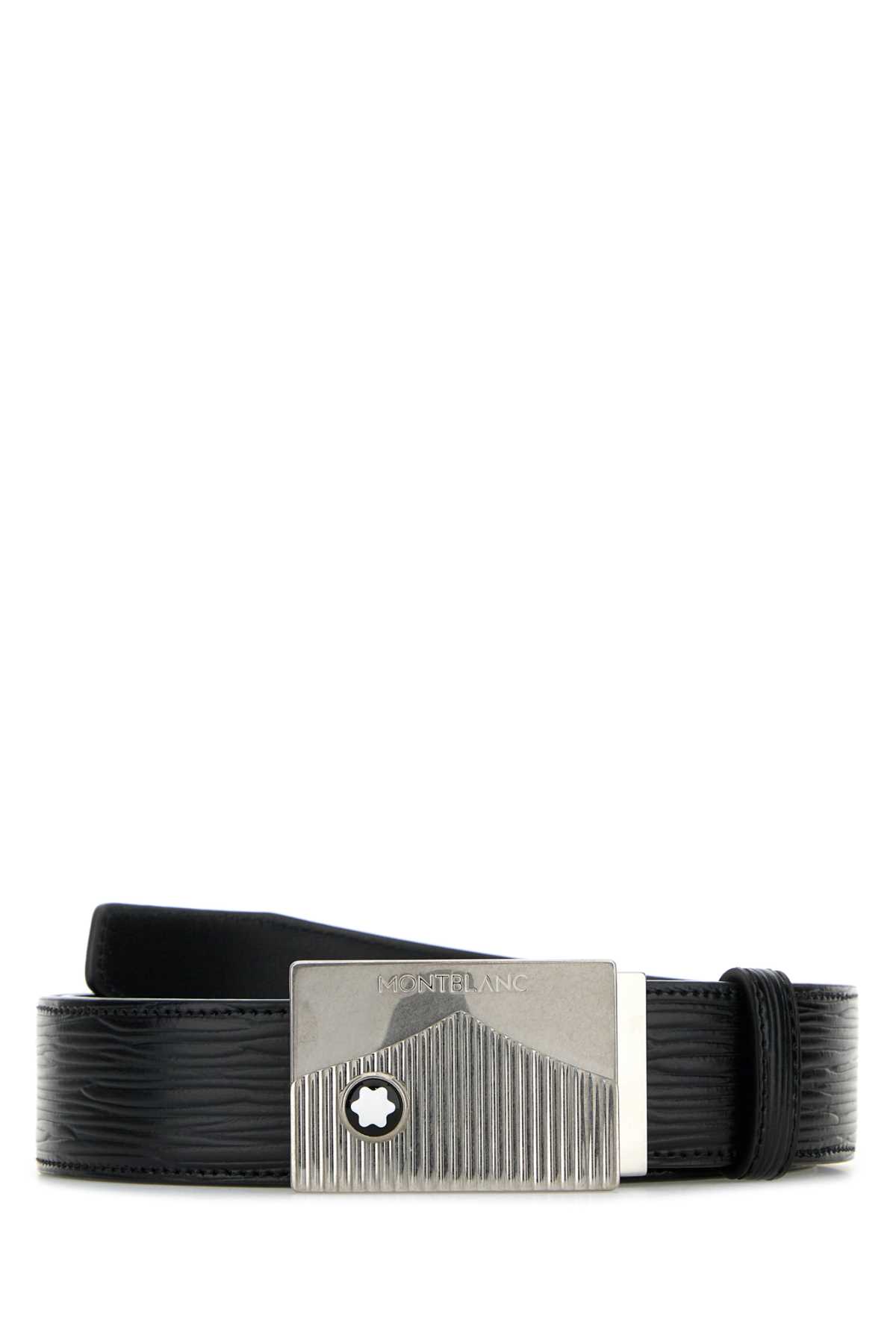 Shop Montblanc Black Leather Reversible Belt In 000