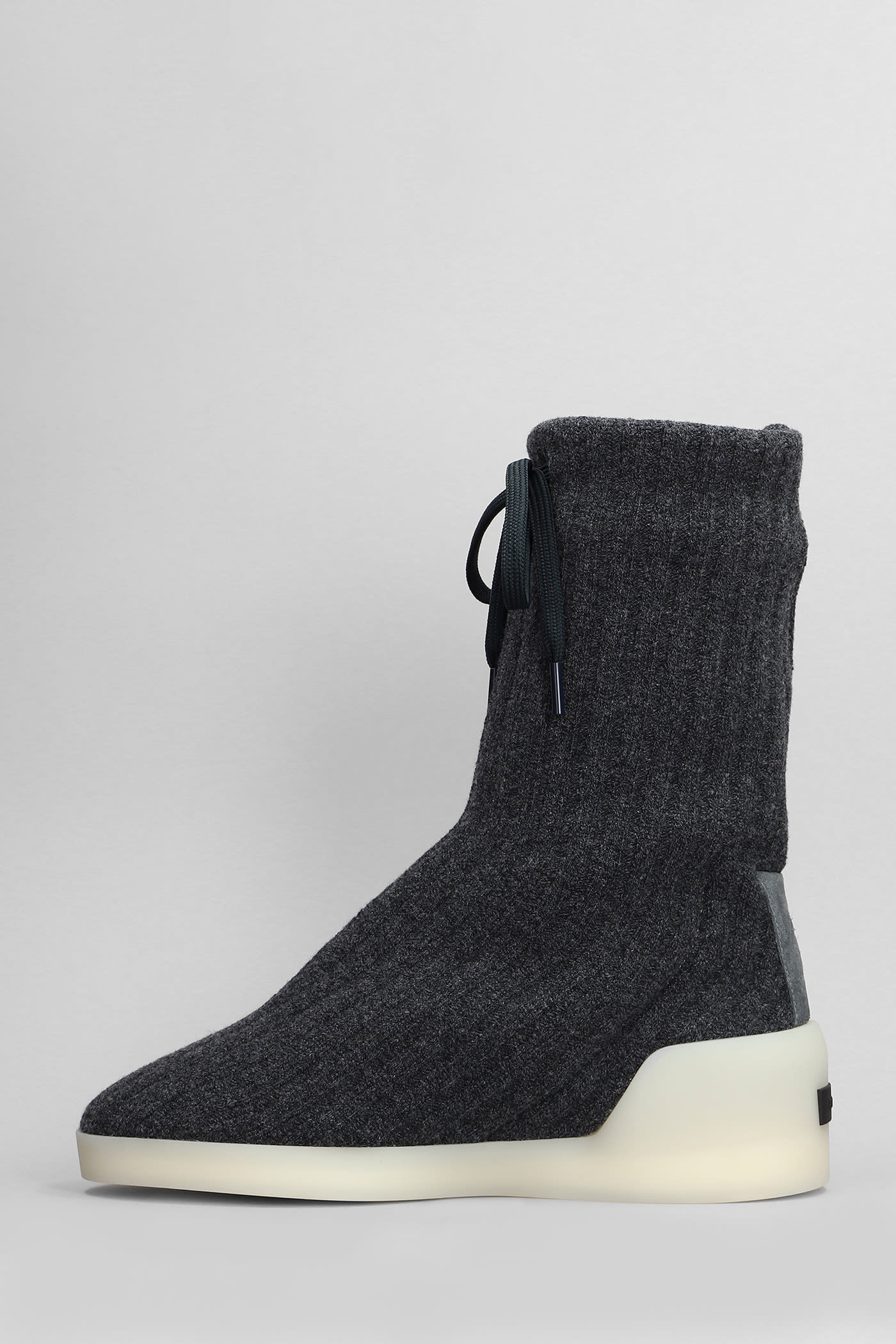 Shop Fear Of God Moc Knit High Ankle Boots In Black Wool