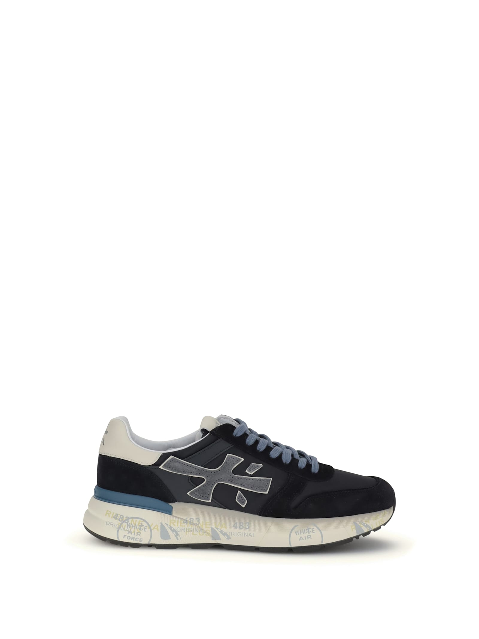 Premiata Layered White And Grey Sneakers With Sculpted Sole In Multi