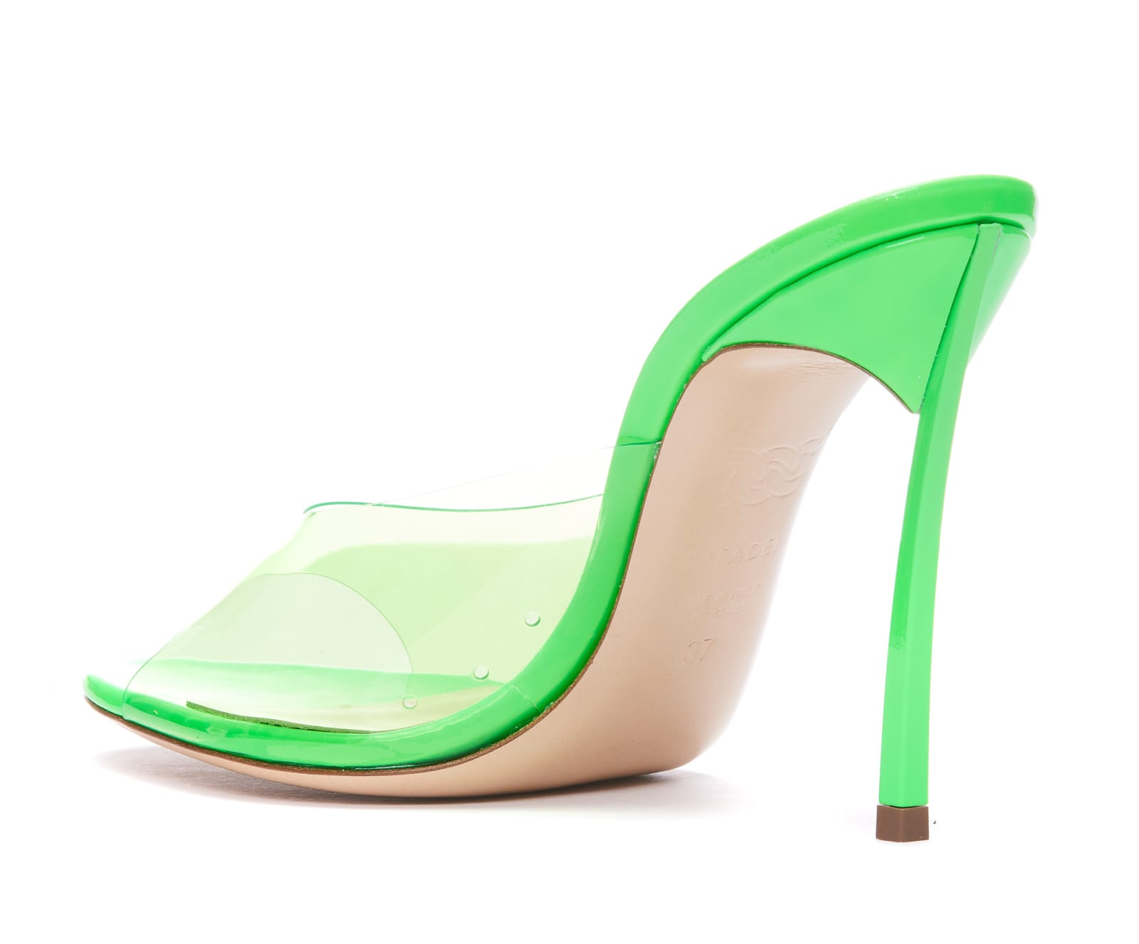 Casadei Green Transparent Peep Toe Sandals In Polyurethane Woman In Green