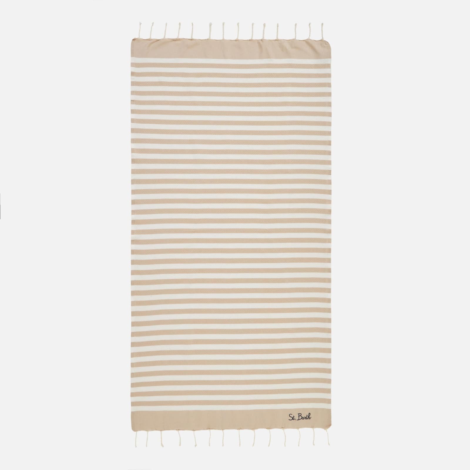 Mc2 Saint Barth Fouta Classic Honeycomb With White And Beige Stripes
