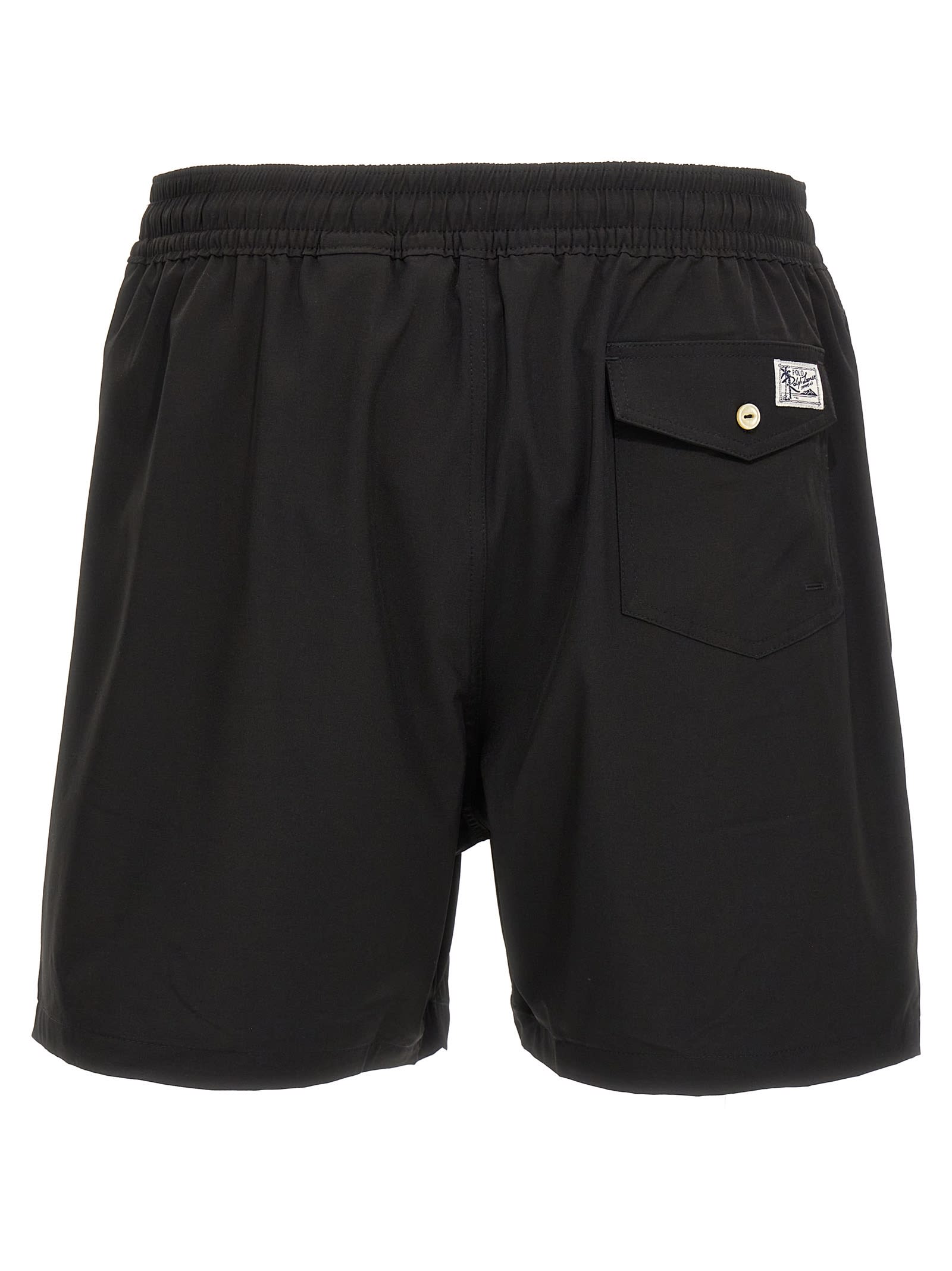 Shop Polo Ralph Lauren Logo Embroidery Swim Shorts In Black