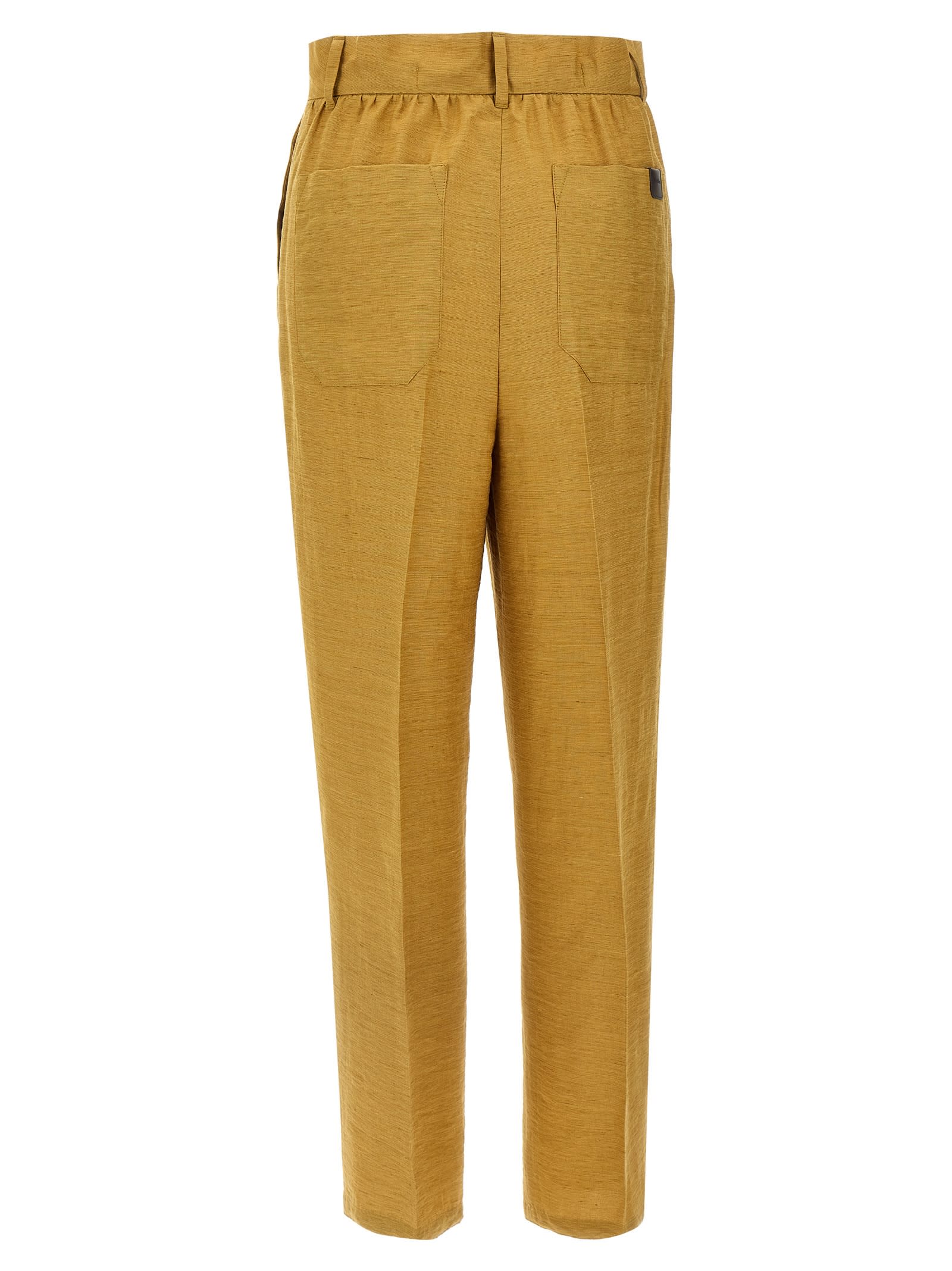 Max Mara Trousers Featuring Front Pleats And Back Pockets In Gold