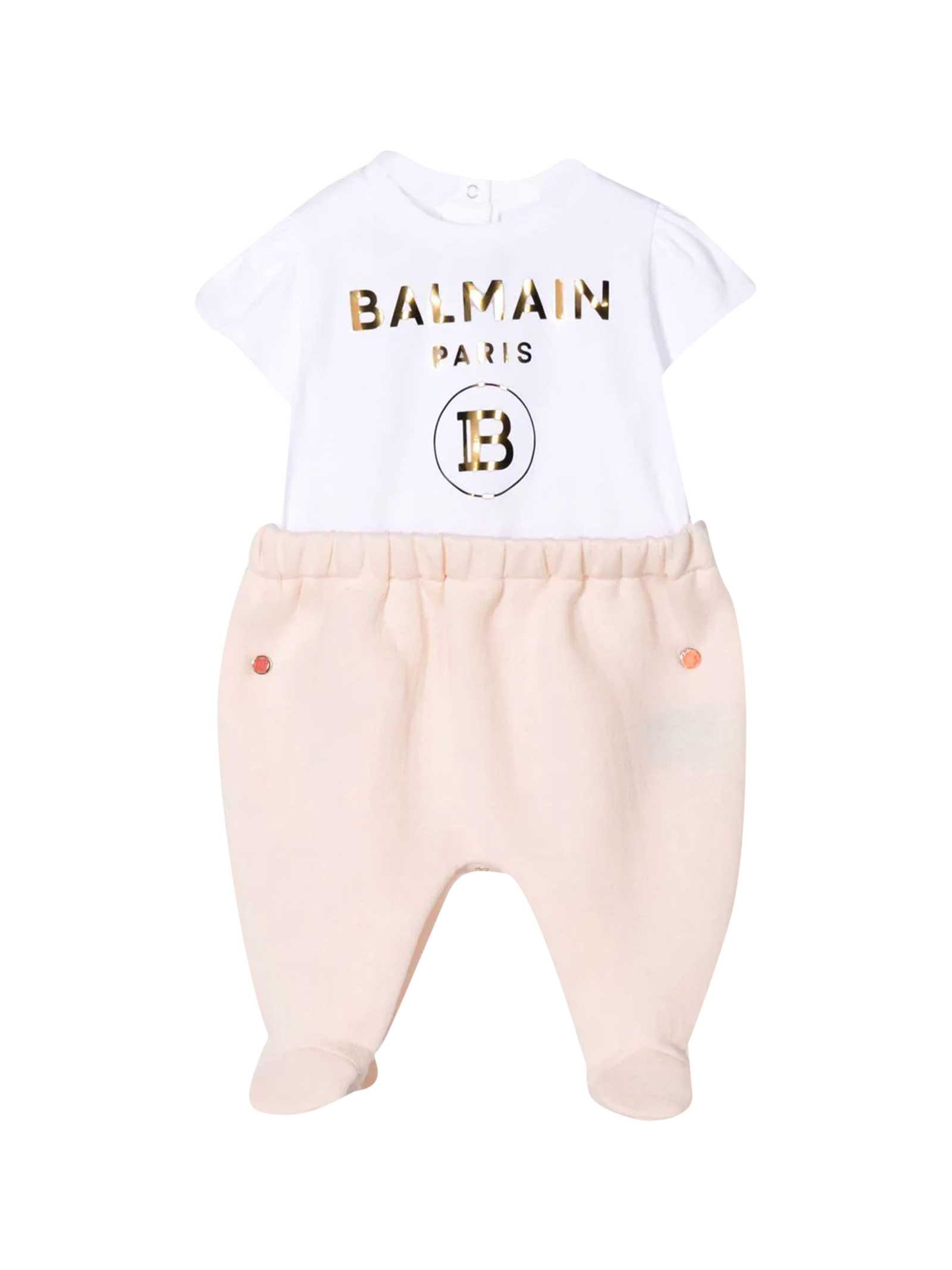 Balmain Babies' Print Pajamas In Rosa