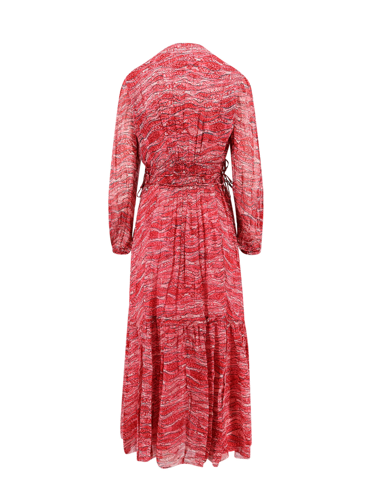 Isabel Marant Étoile 'amara' Red Long Dress With V Neck And Asymmetric Hem In Red