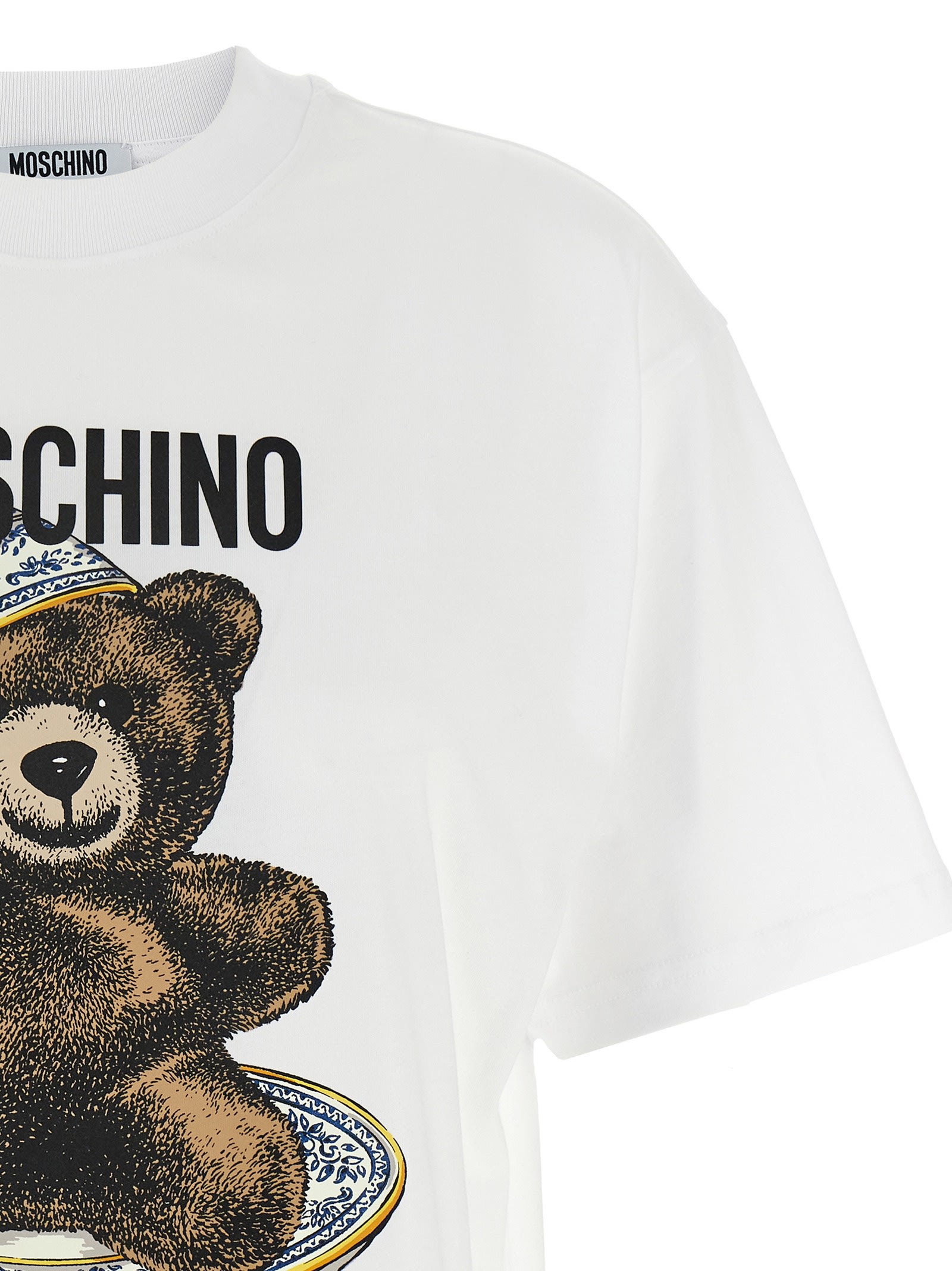 Moschino Crew Neck Graphic Print Short Sleeves Tshirt In White