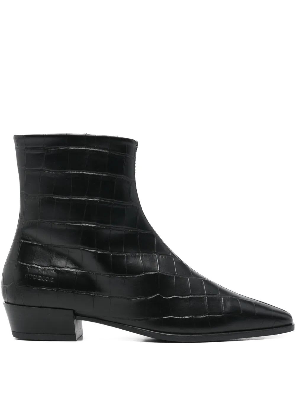 Copenhagen 30mm Cph293 Croc-embossed Pointed Boots In Black