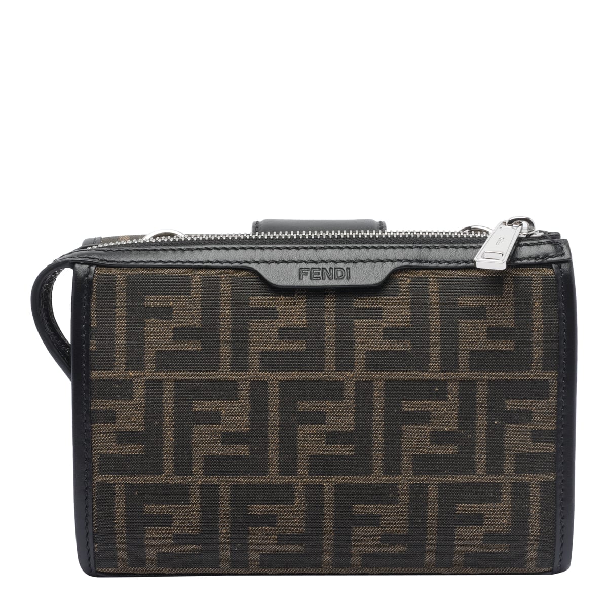 Fendi Double Baguette Crossbody Bag In Black