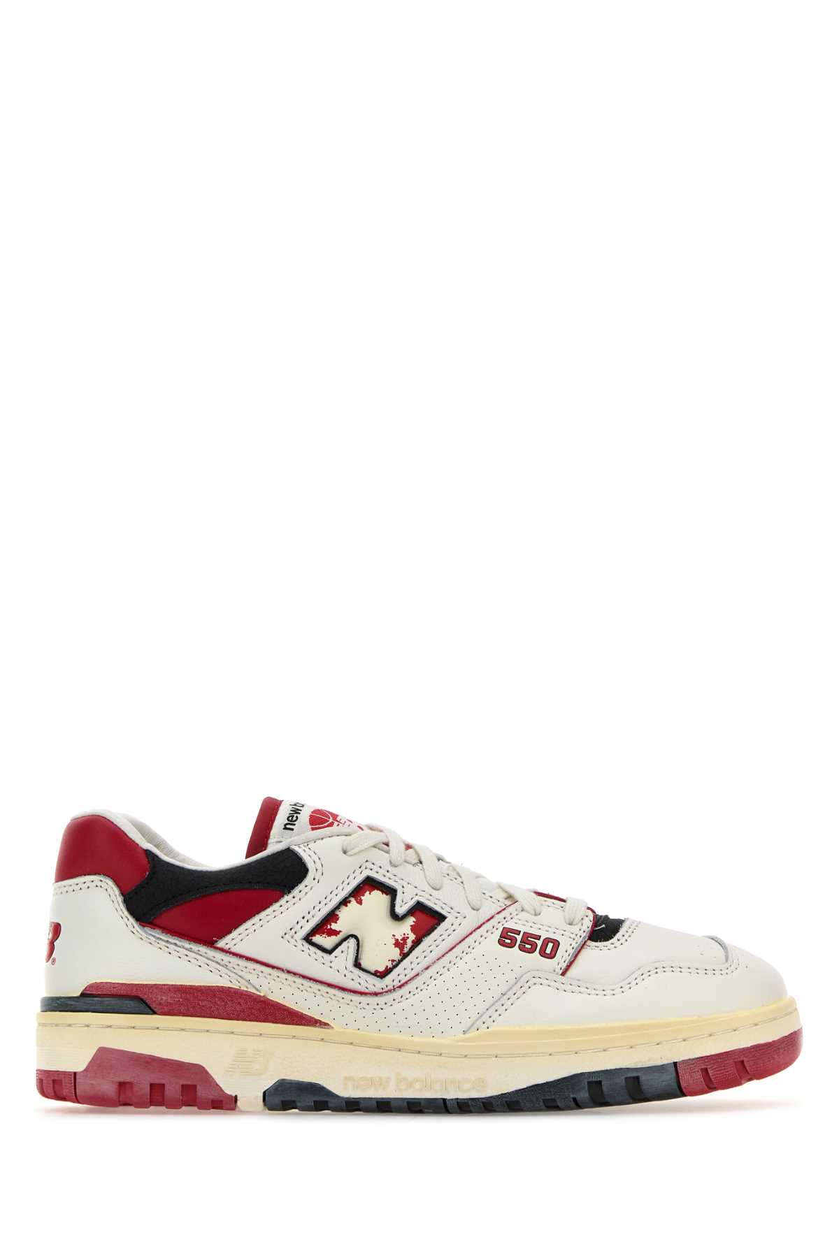 Shop New Balance Multicolor Leather 550 Sneakers In Offwhitered