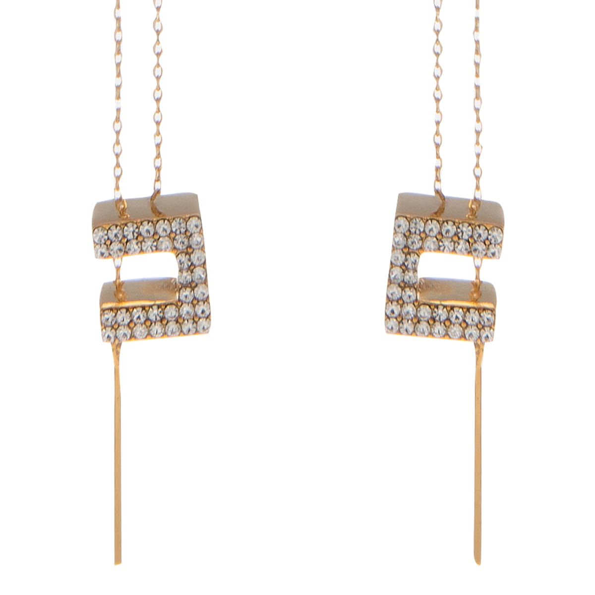 Shop Elisabetta Franchi Strass Logo Pendant Earrings In Oro