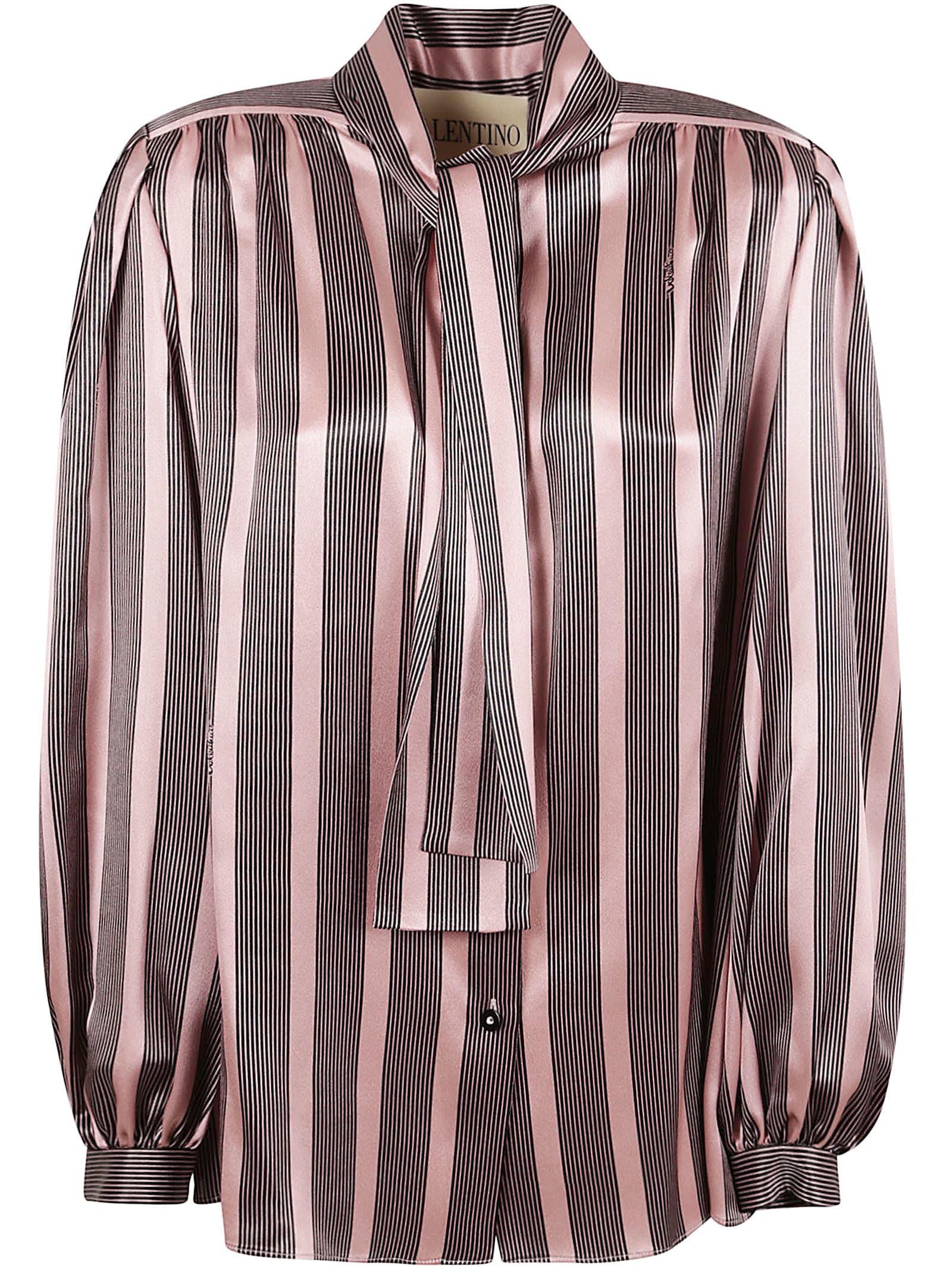 Valentino Striped Silk Satin Blouse In Pink