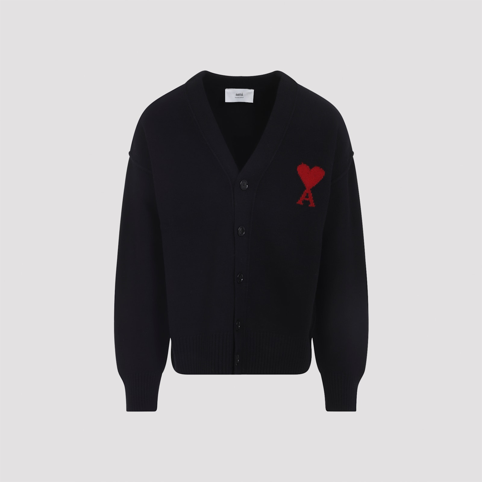 Ami Alexandre Mattiussi Ami Wool Cardigan With Logo In Black