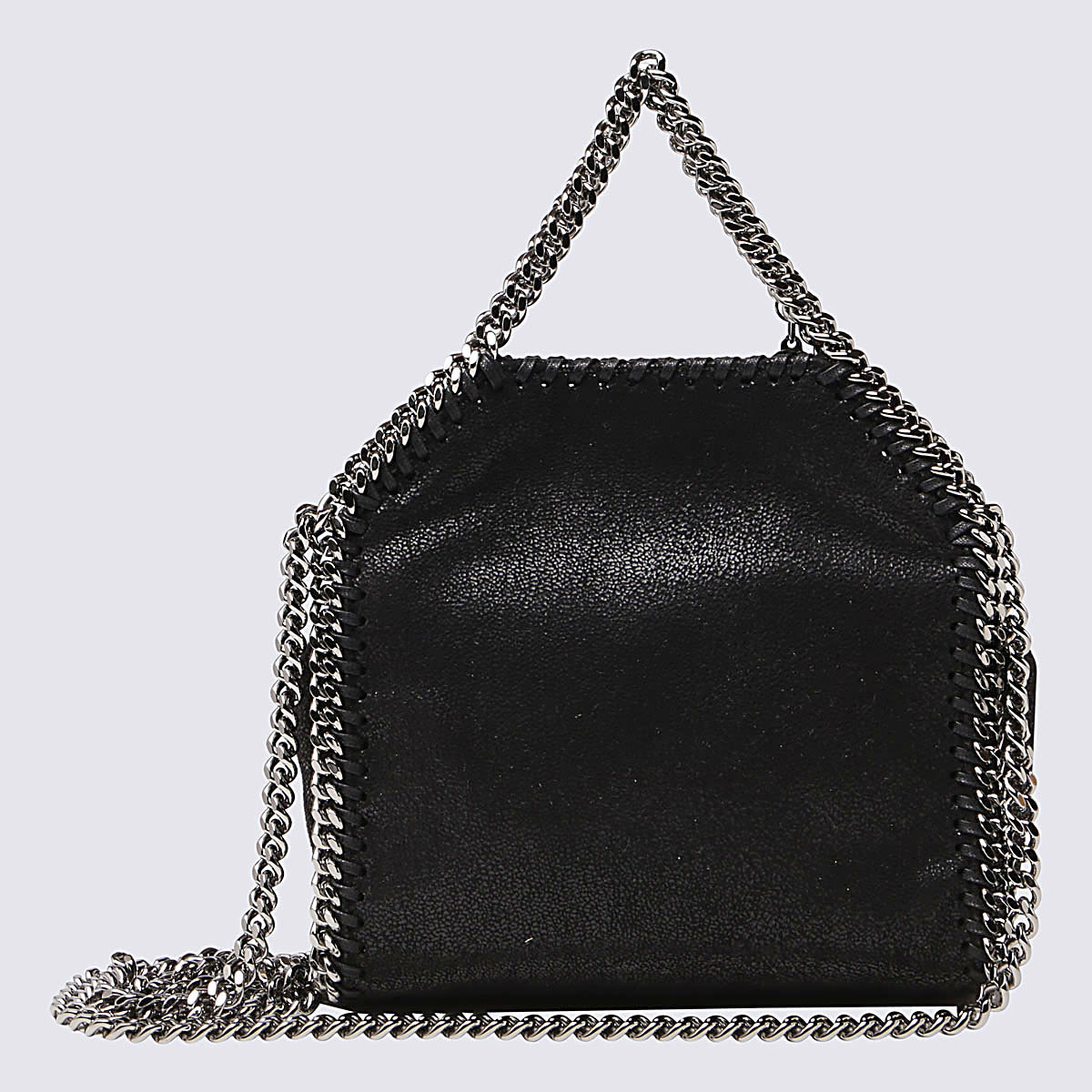 Shop Stella Mccartney Black Faux-leather Tiny Falabella Tote Bag