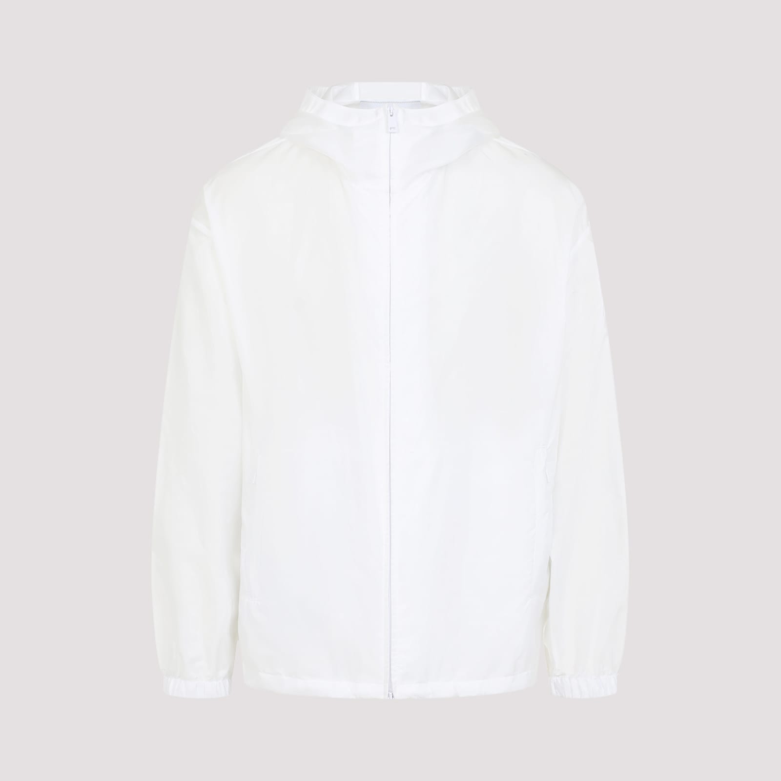 Prada White Lightweight Polyamide Jacket With Hood In White