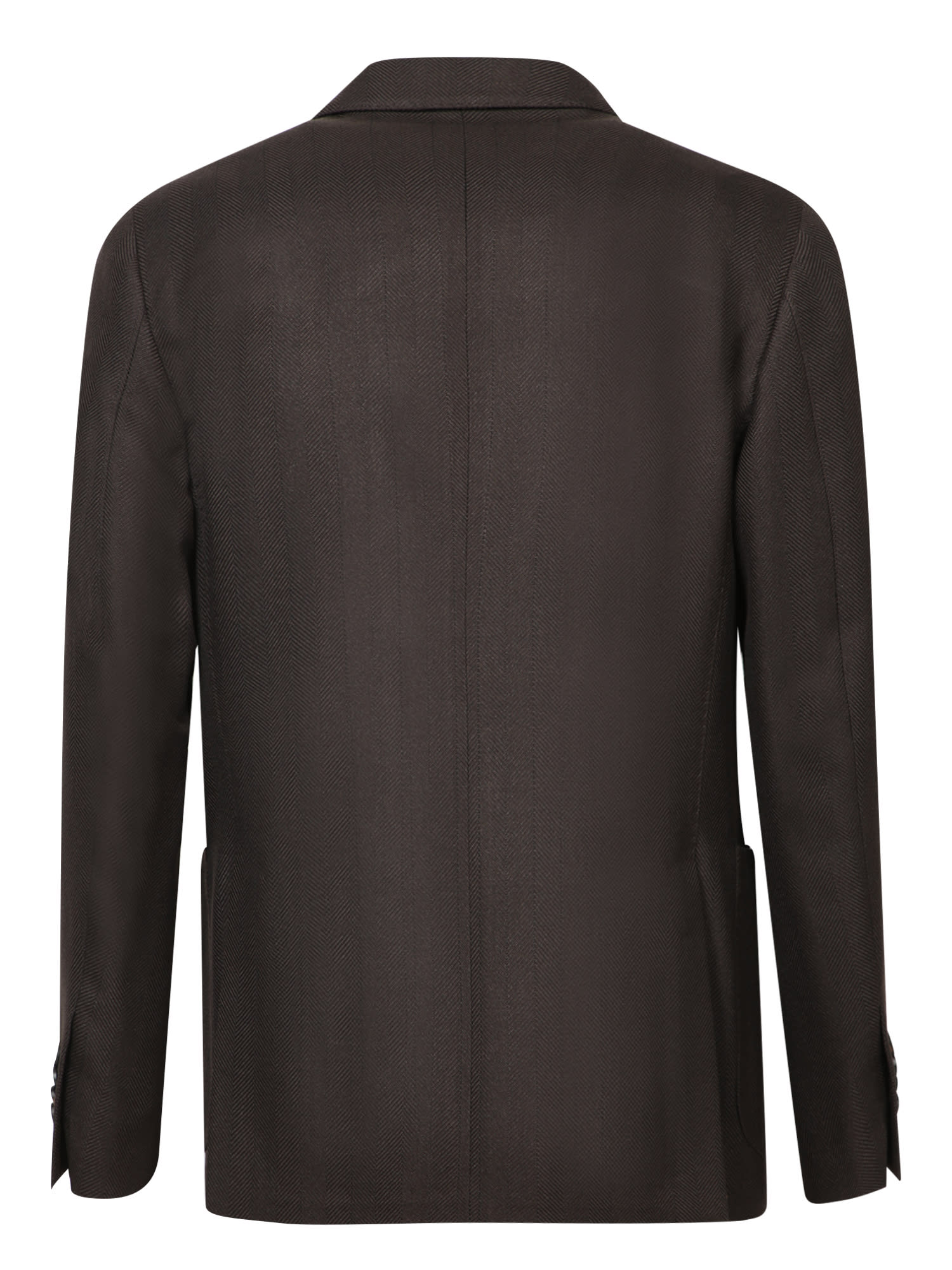 Shop Lardini Double-breasted Wool And Silk Brown Jacket