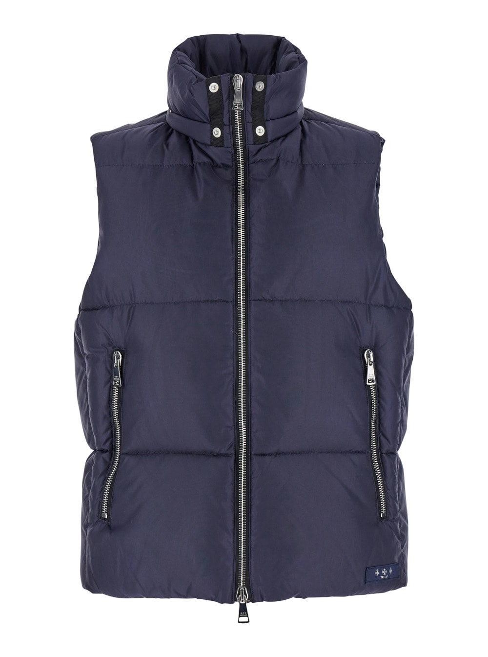 Tatras 'melko' Blue Sleeveless Down Jacket With Hood And Logo Patch In Blu