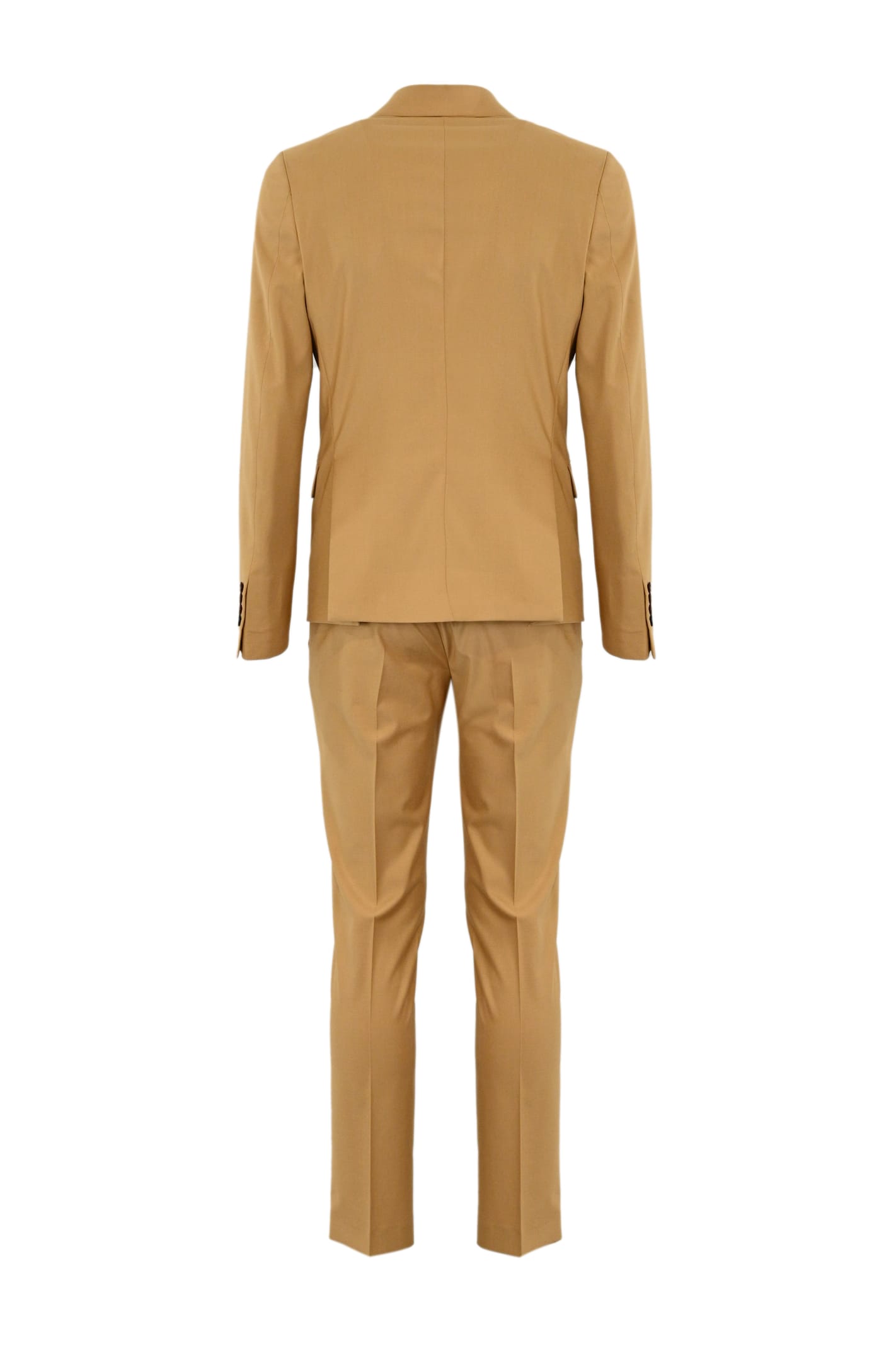 Shop Daniele Alessandrini Camel Double-breasted Suit In Cammello