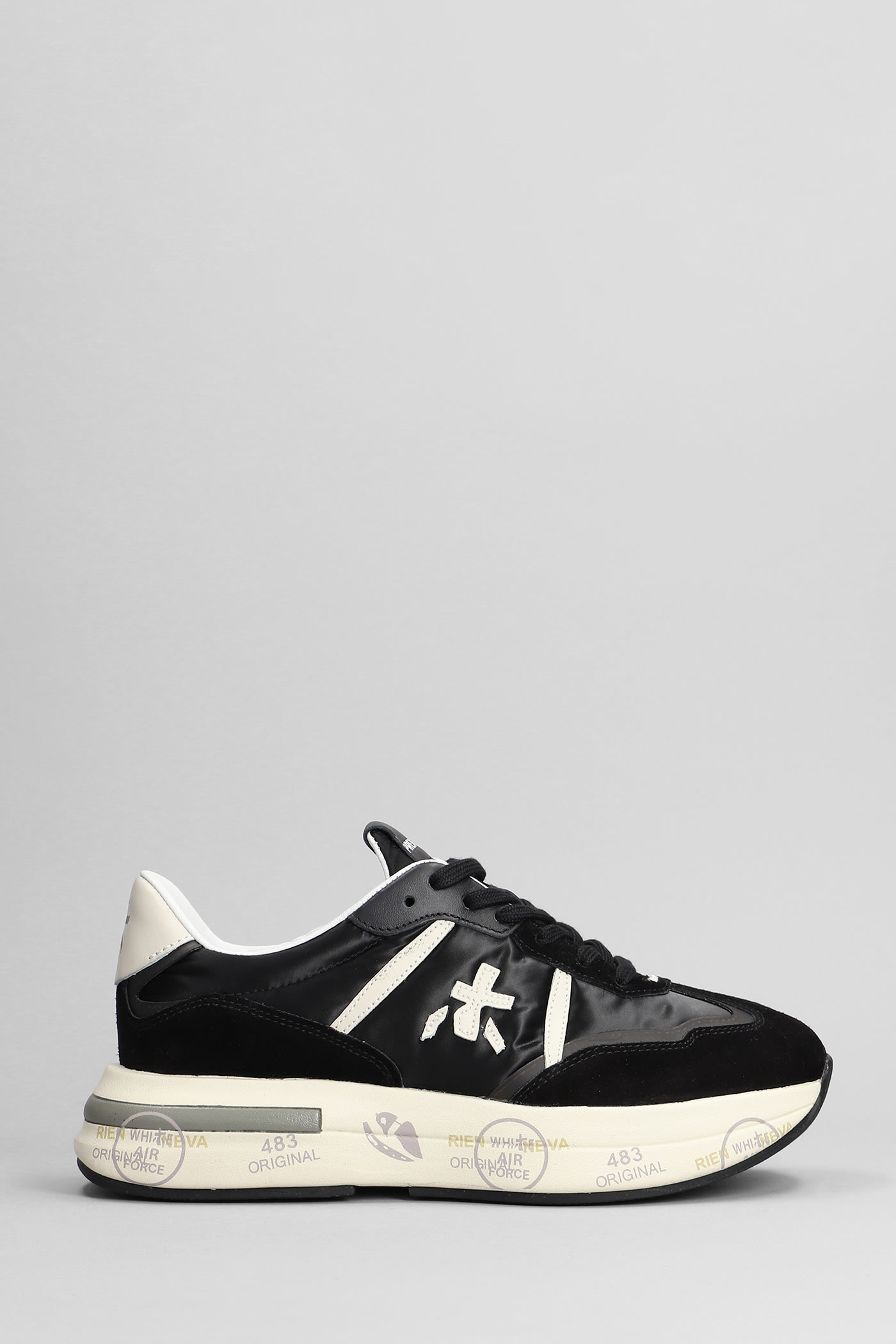 Shop Premiata Cassie Sneakers In Black Suede And Fabric