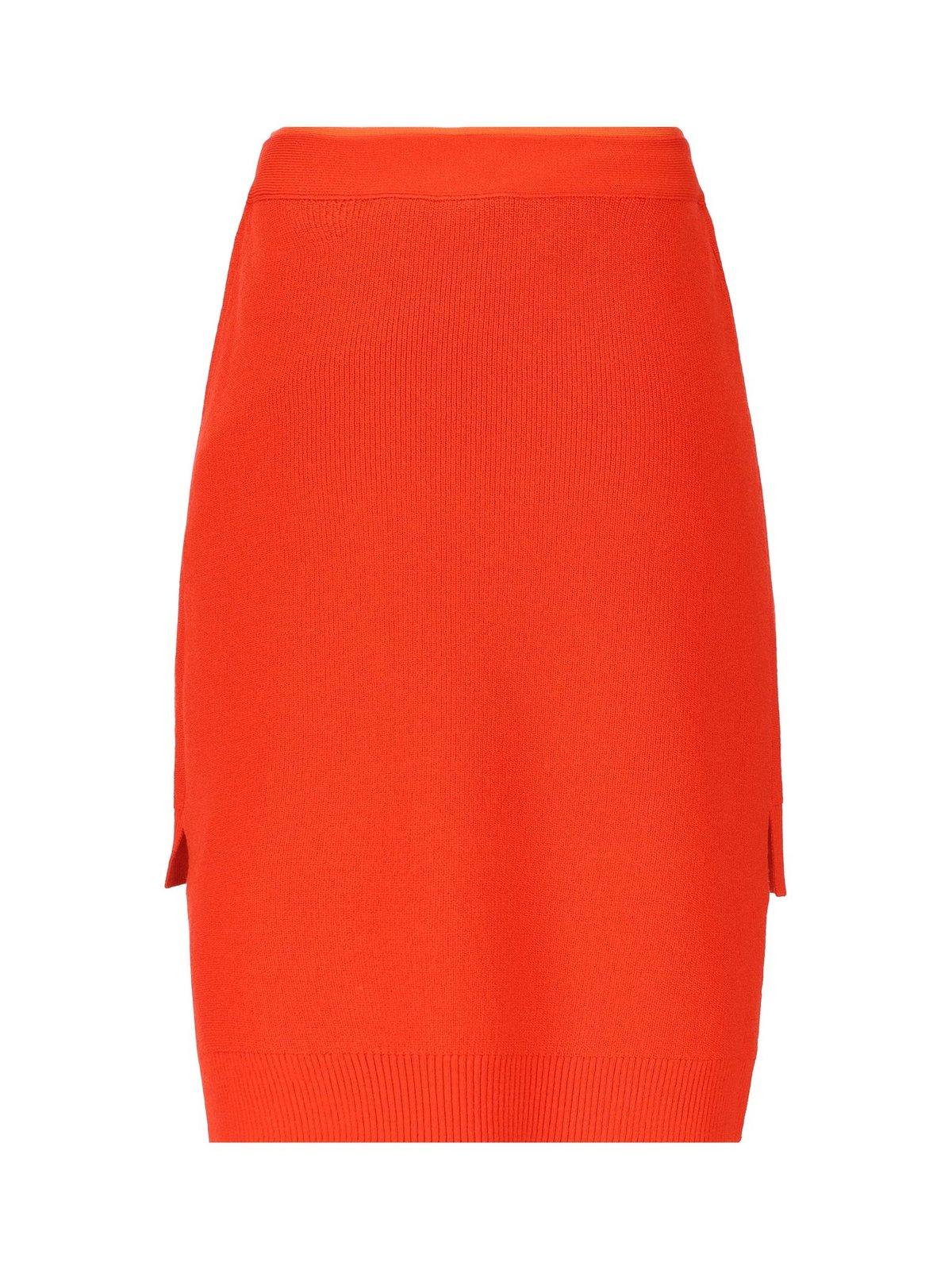 Shop Fendi Double-layer Short Fitted Skirt In Orange