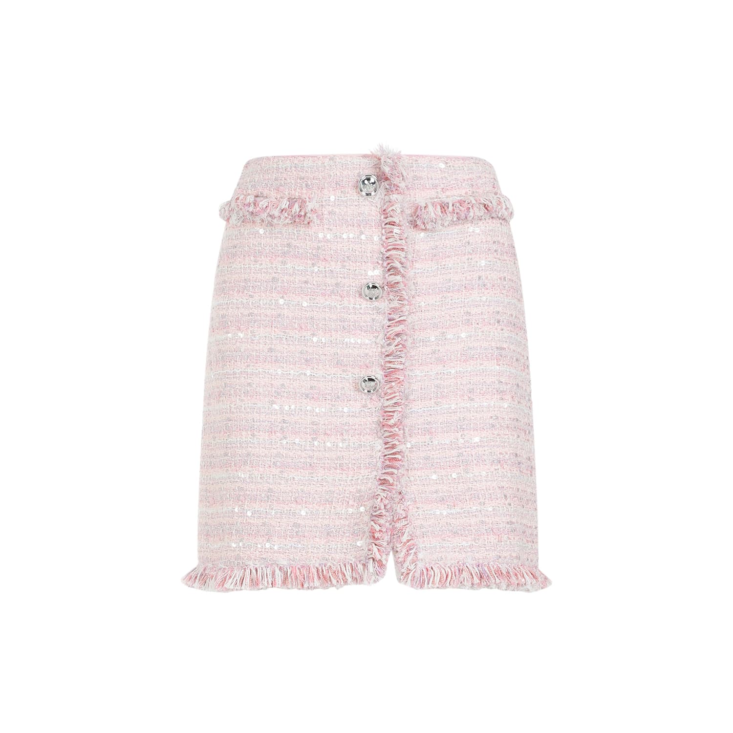 Shop Giambattista Valli Boucle Mini Skirt In Pink Multi