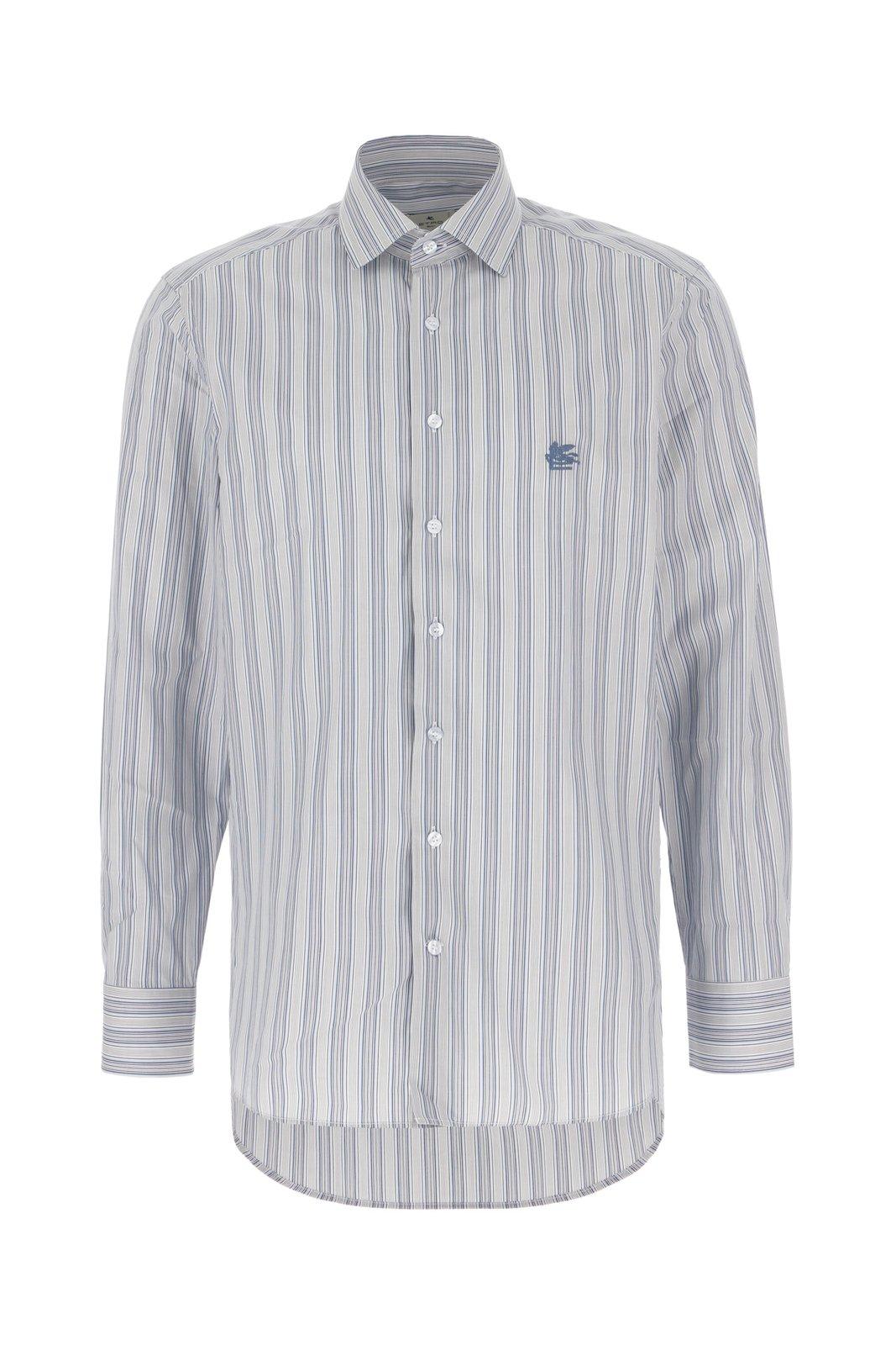 Shop Etro Pegaso Striped Shirt In Clear Blue