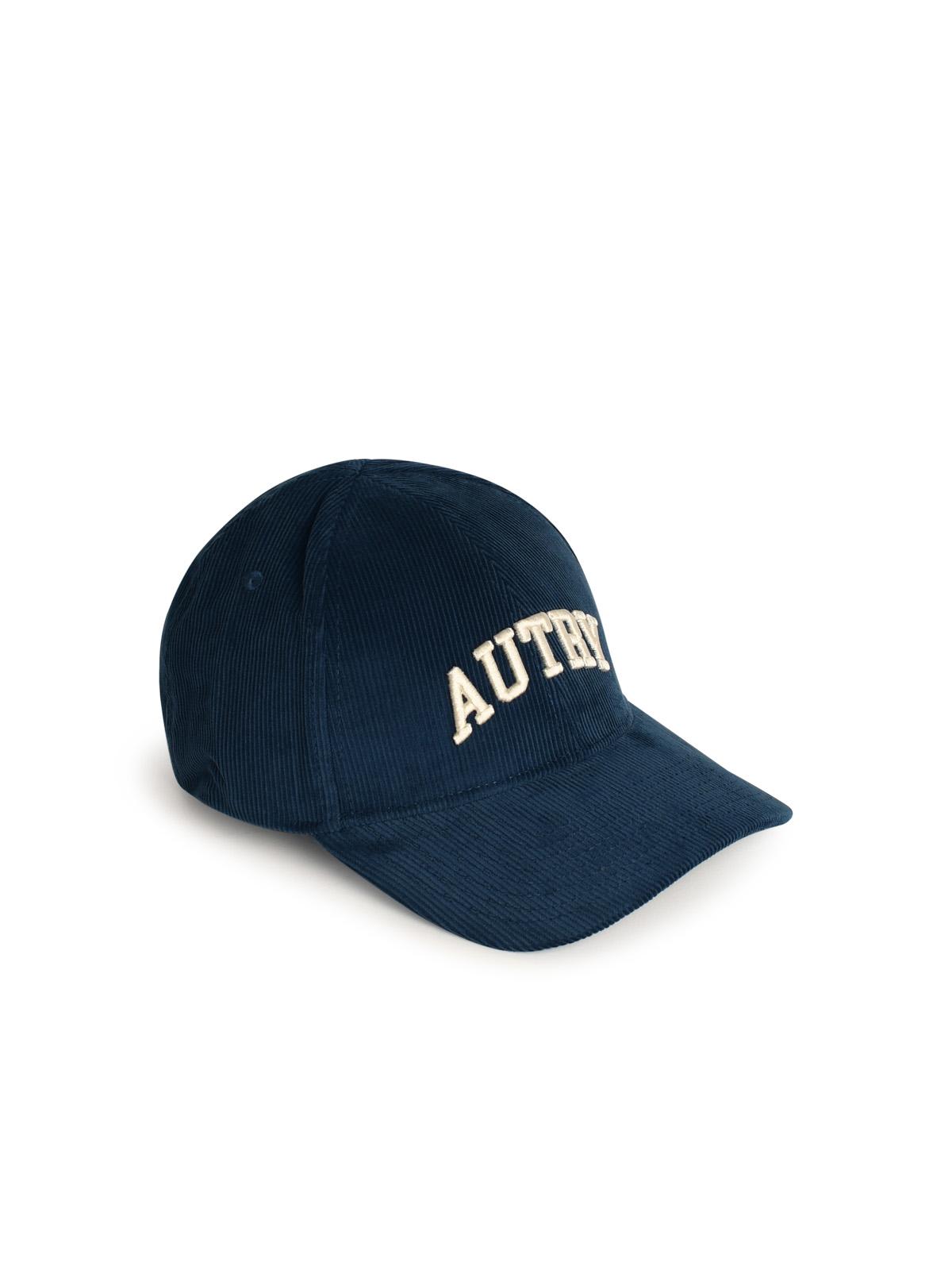 Autry Blue Corduroy Baseball Cap With Embroidery In Blue