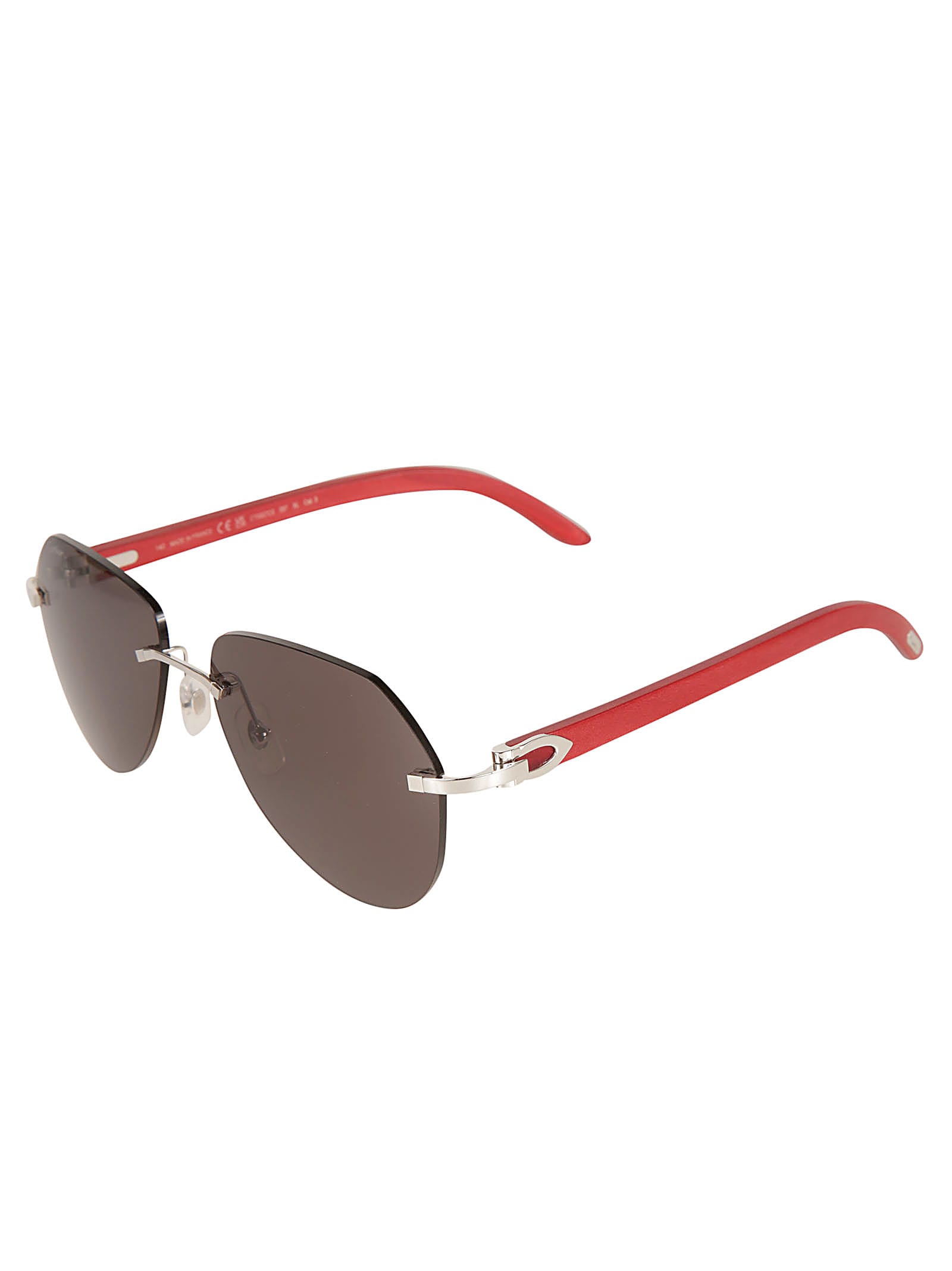 Shop Cartier Logo Rim-less Sunglasses In 057