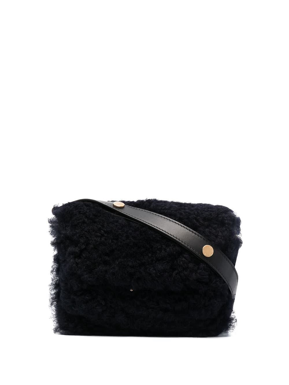 Marni Black Trunk Mini Bag In Shearling And Leather