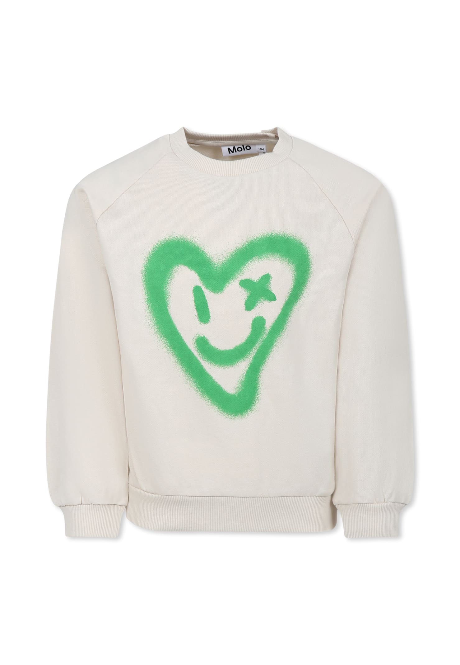 Molo Ivory Sweatshirt For Girl With Heart In Ivory