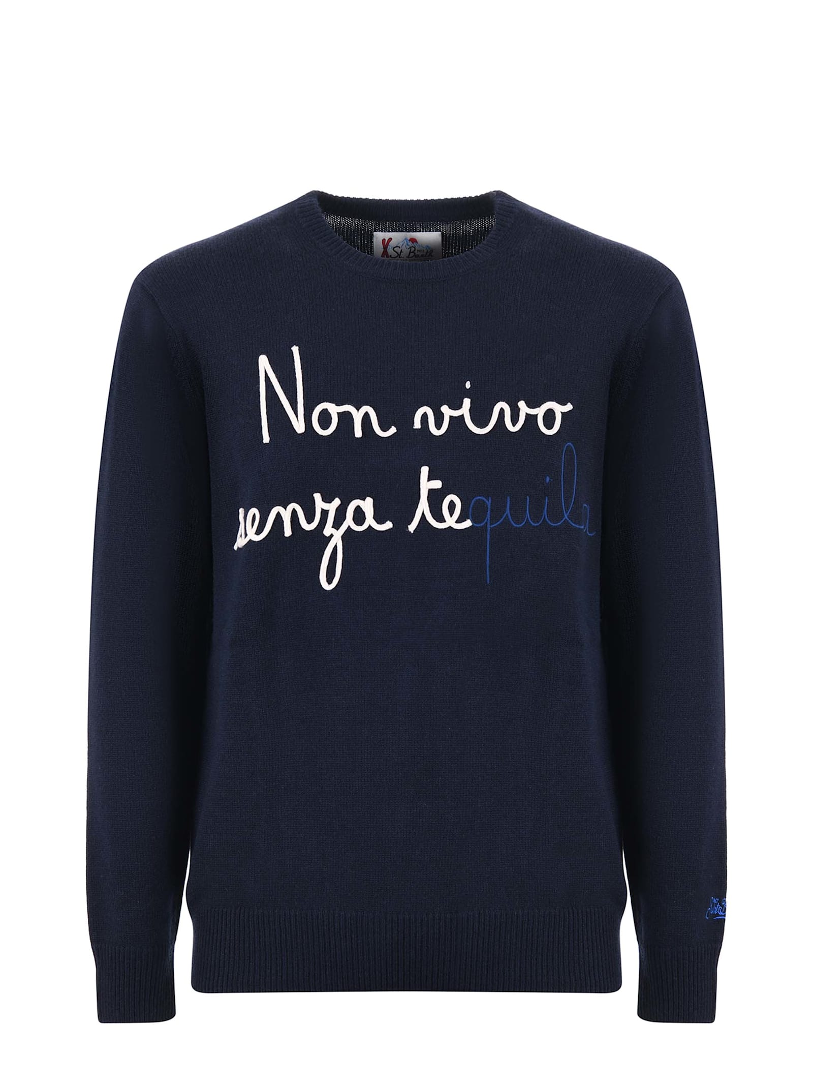 Shop Mc2 Saint Barth Sweater In Wool And Cashmere Blend In Blue