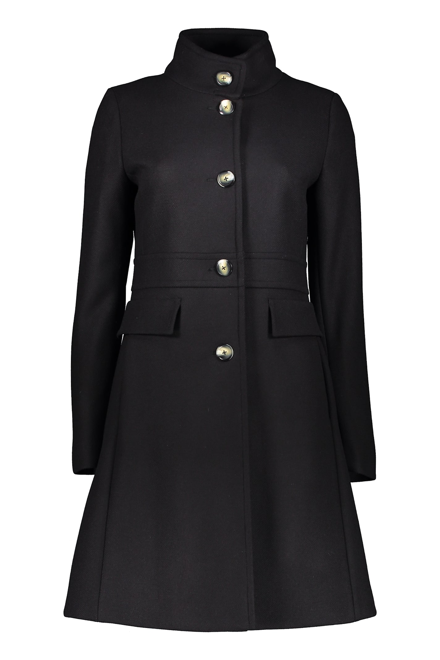 Herno Long Elegant Black Coat In Black
