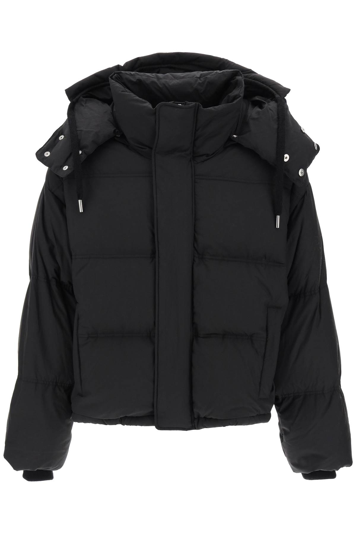 Shop Ami Alexandre Mattiussi Down Jacket With Detachable Hood In Black