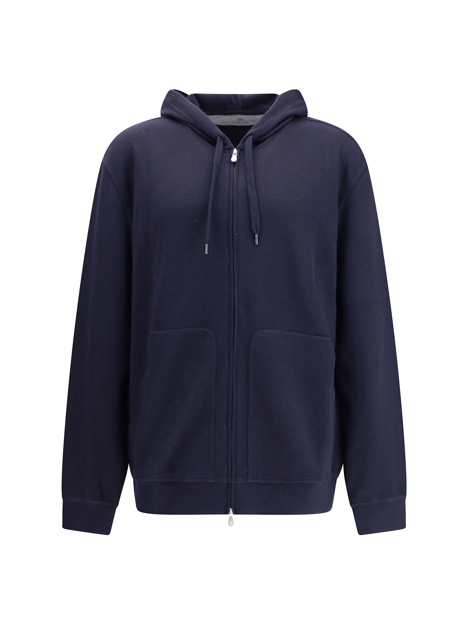 Brunello Cucinelli Men Double Zip Hoodie In Blue