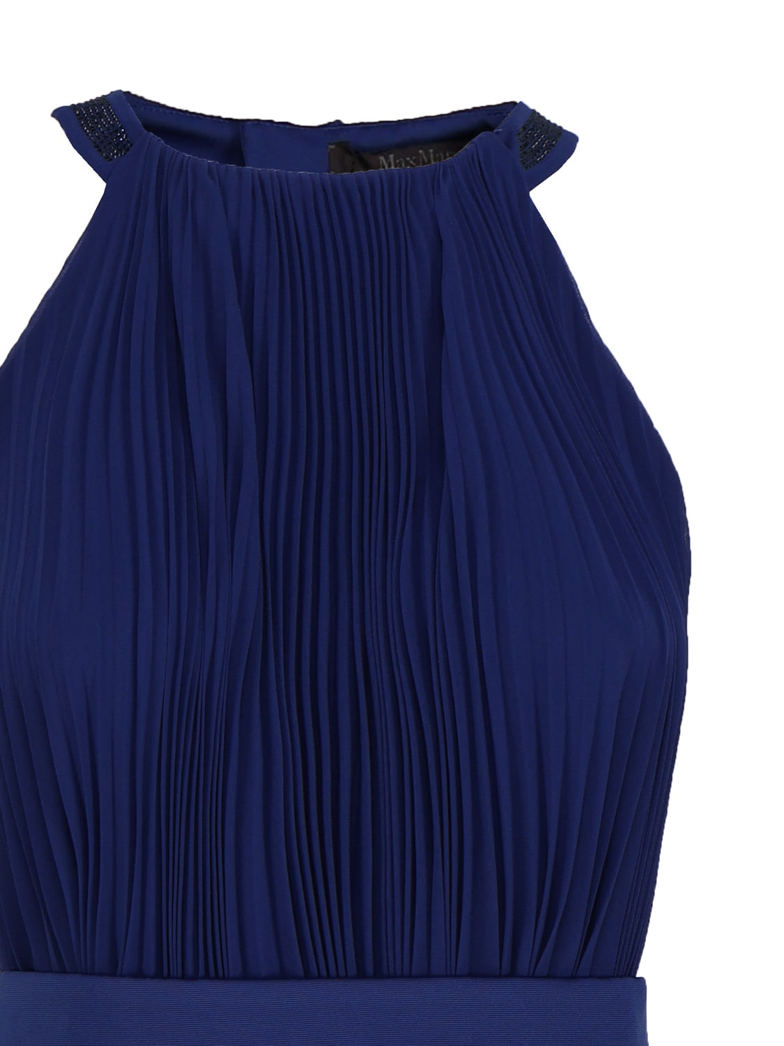 Shop Max Mara Short Pleated Dress In Blue