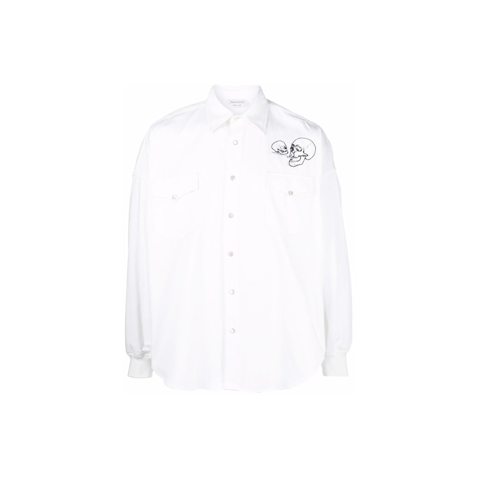 Shop Alexander Mcqueen Skull-embroidered Shirt In White