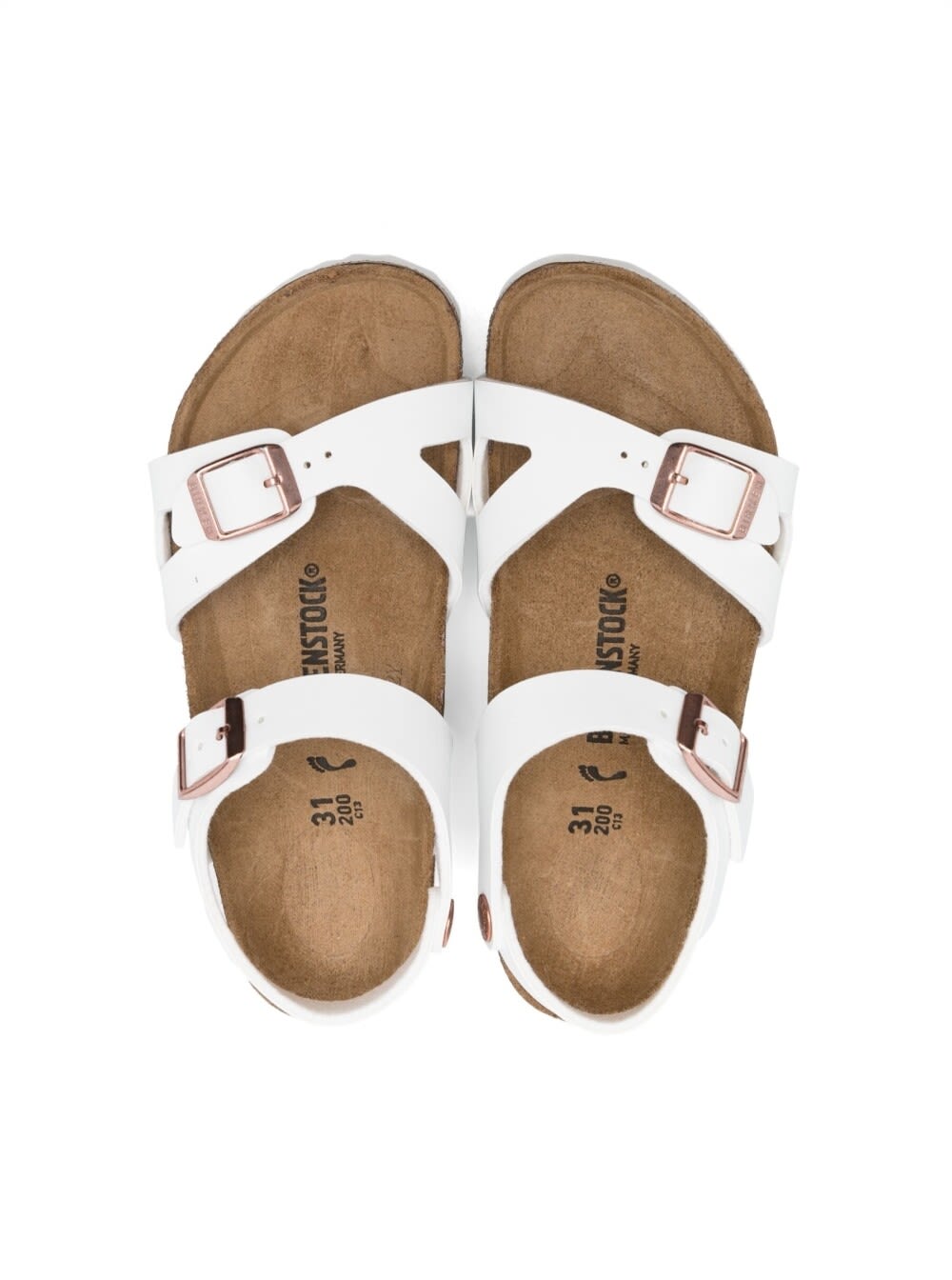 Shop Birkenstock Rio White Flat Sandals With Double Strap In Faux Leather Girl