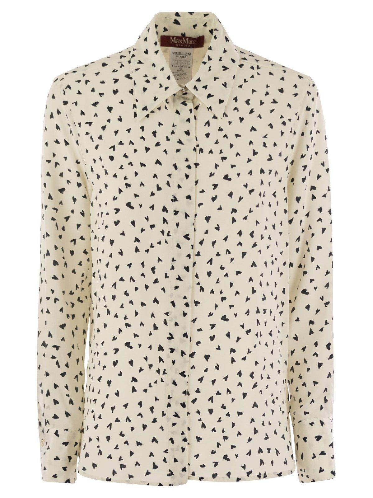 Shop Max Mara Pagine Printed Long-sleeved Shirt In Bianco-nero