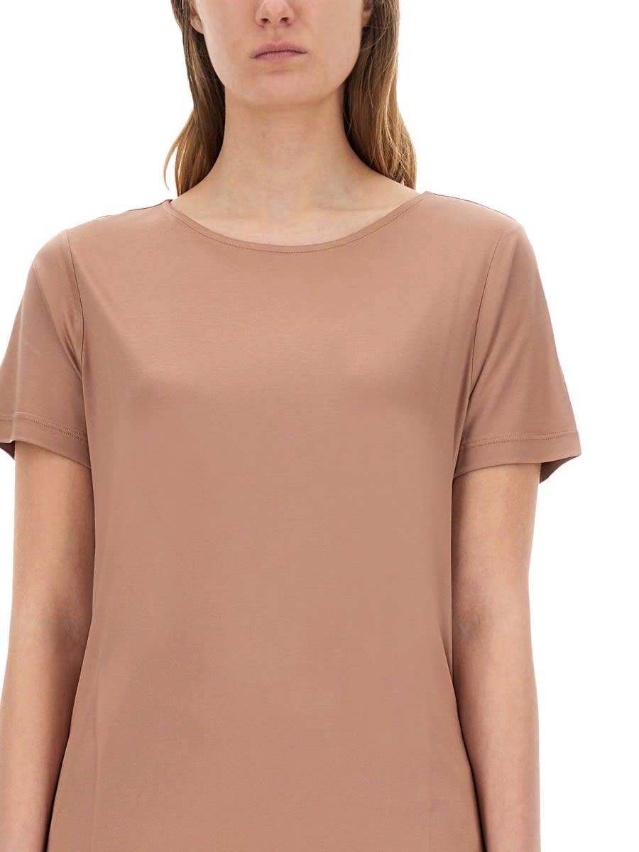 Fay Simple Round Neck Short Sleeve T-shirt In Nude