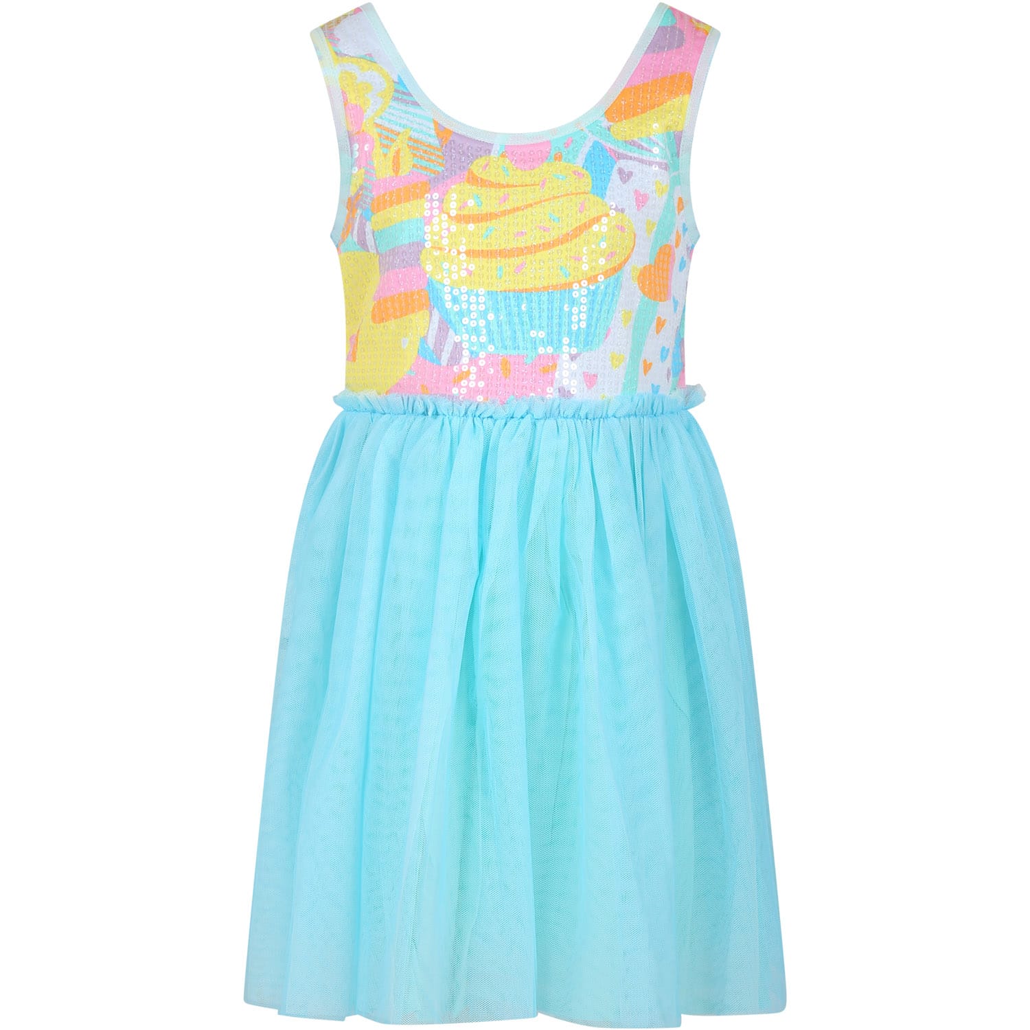 Billieblush Light Blue Dress For Girl With Sequins