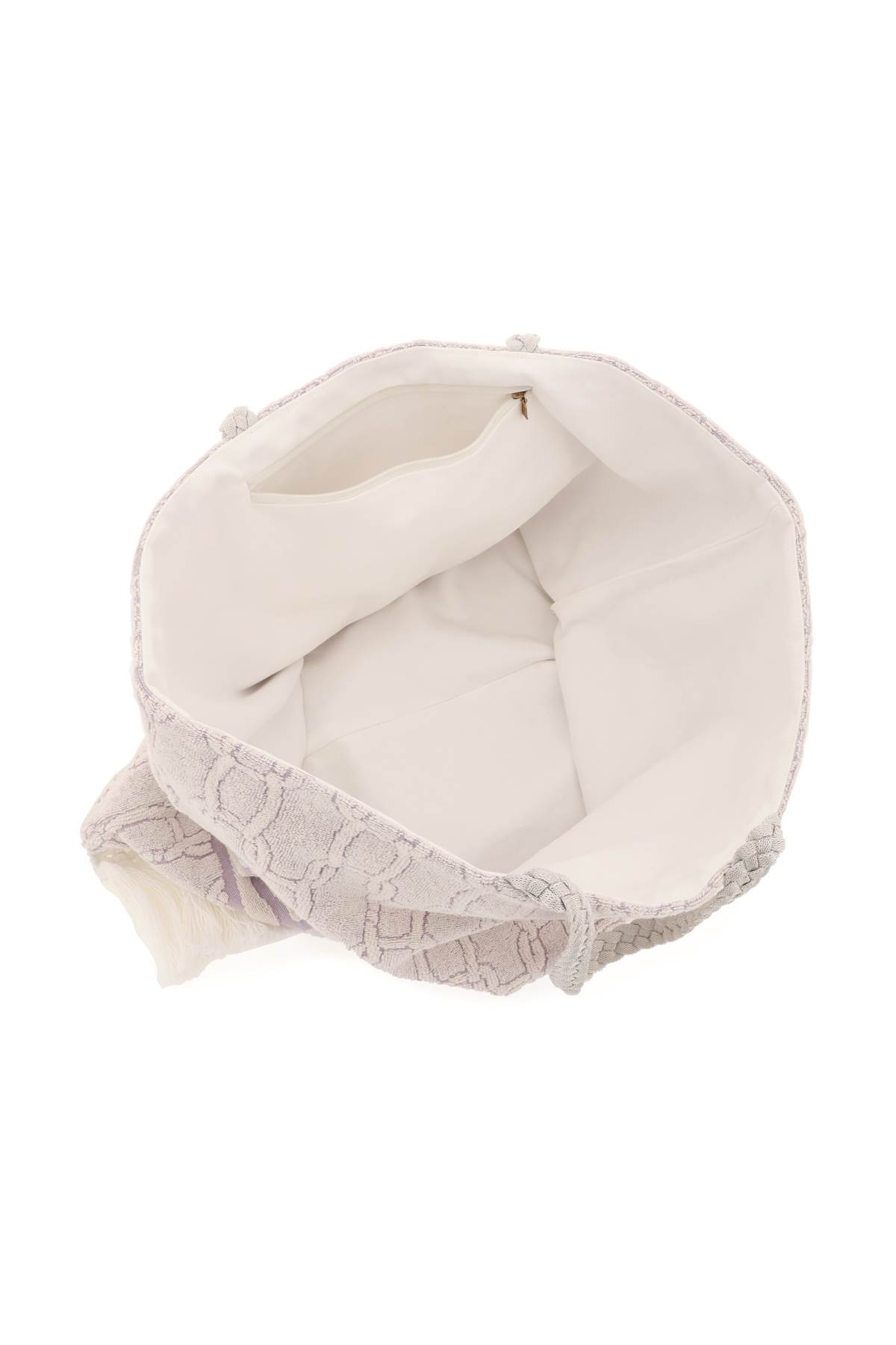 Shop Agnona Cotton Tote Bag In Malva (white)