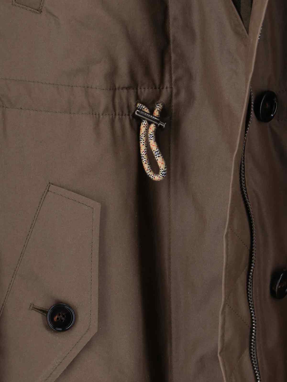 Burberry Waist Drawstring Hooded Long Length In Brown