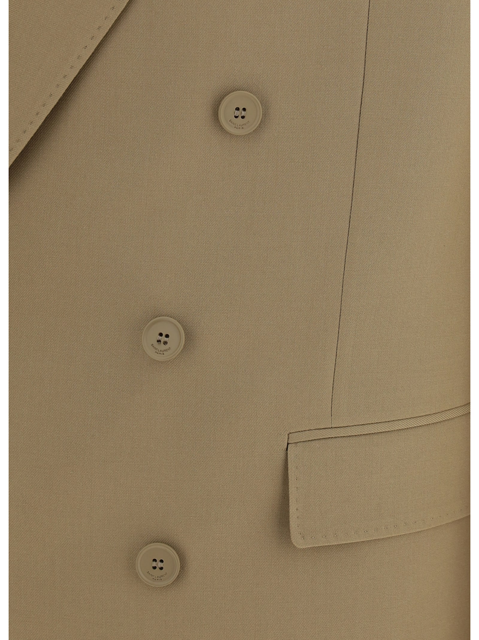 Saint Laurent Wool Blazer Jacket Button Detailing In Gingembre