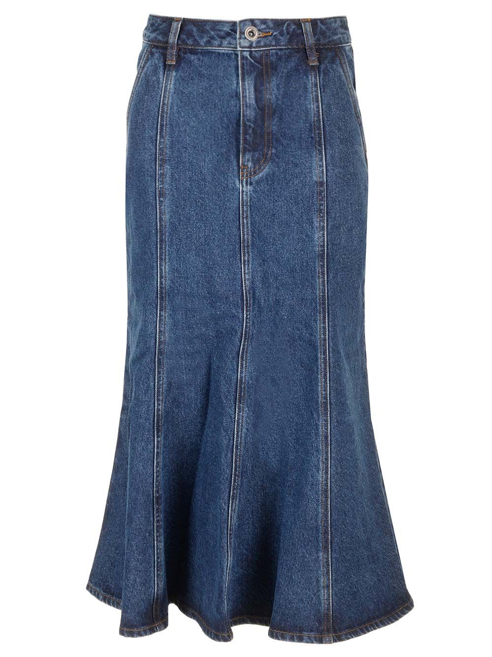 Shop Self-portrait Midi Skirt In Blue