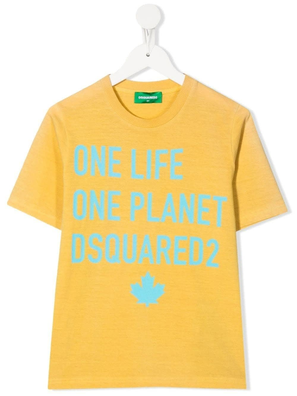 Kids Yellow one Life One Planet Dsquared2 T-shirt