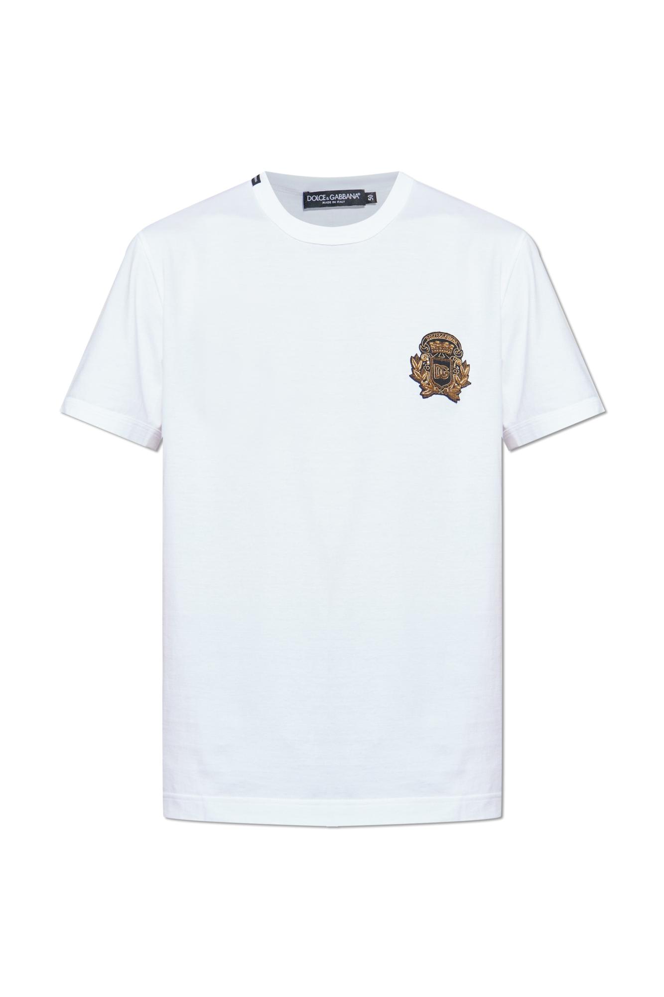 Dolce & Gabbana Cotton T-shirt With Crest Embellishment In White