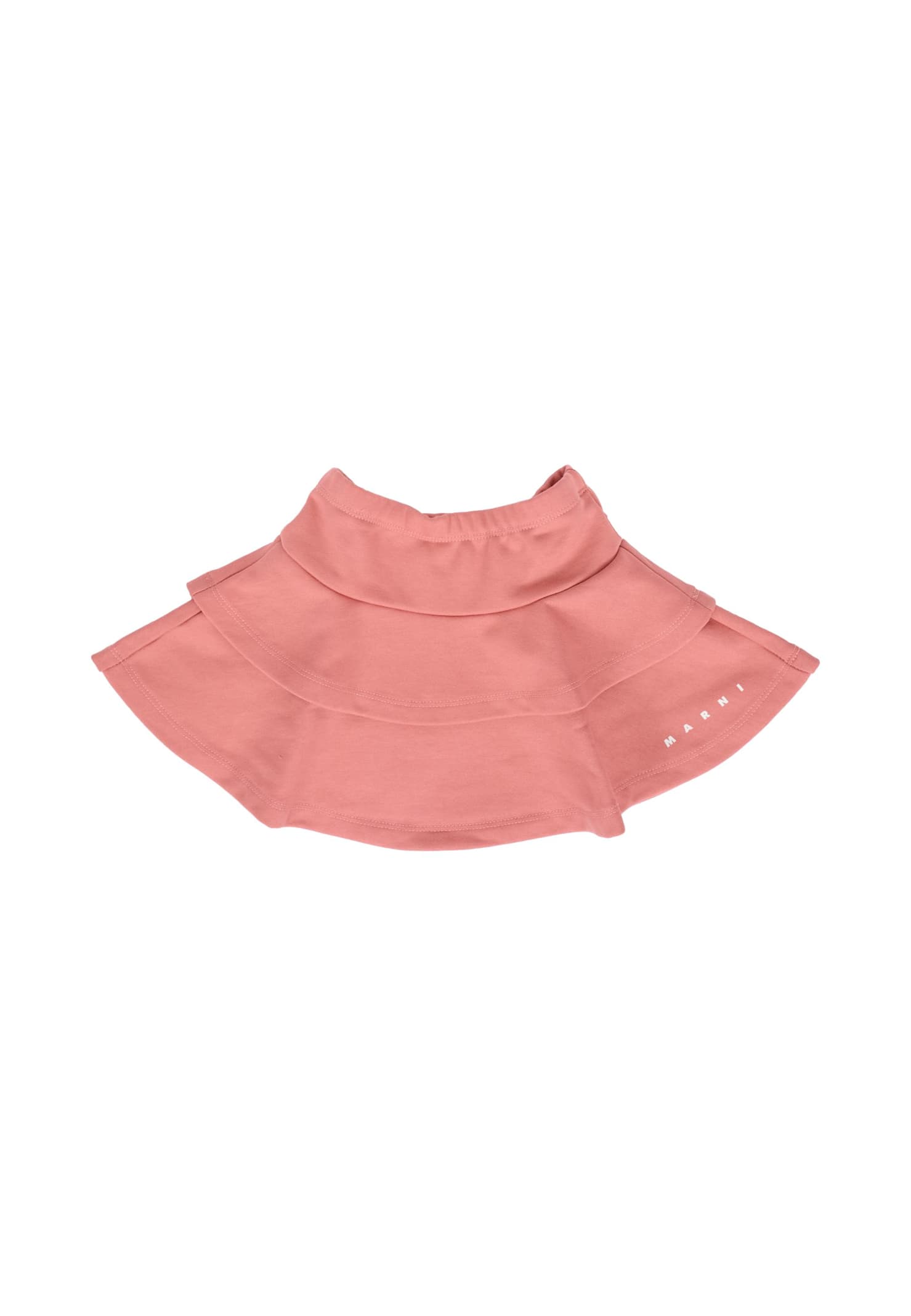Marni Pink Skirt For Baby Girl With White Logo In Pink