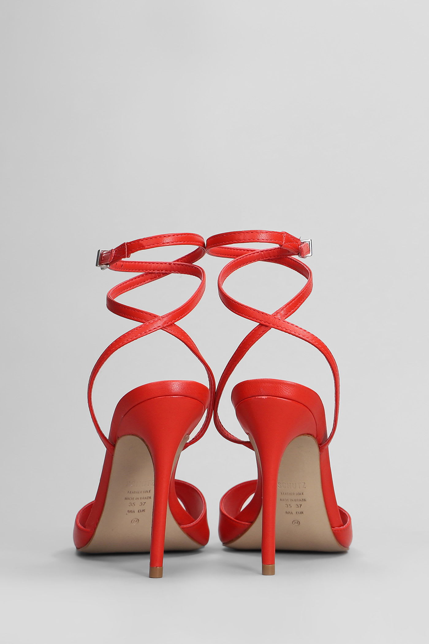 Schutz Sandals In Red Leather