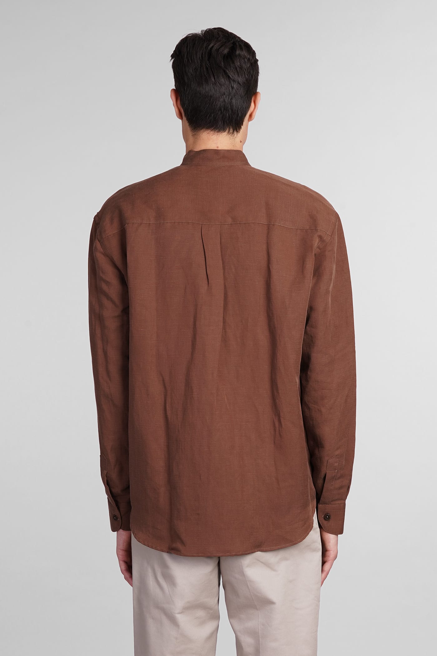 Shop Costumein Mattia Shirt In Brown Wool And Polyester