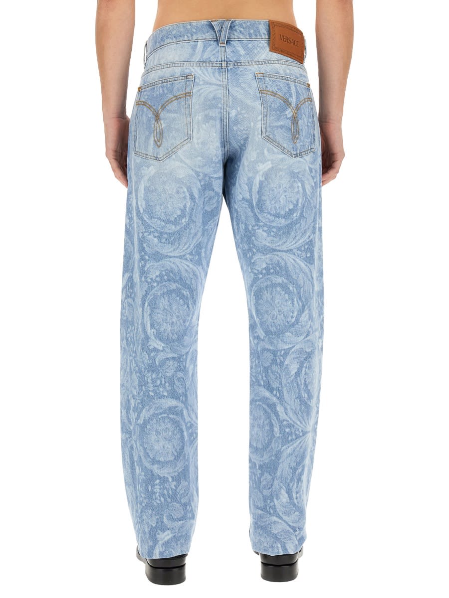 Shop Versace Jeans With Logo In Azure